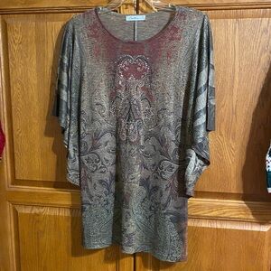 Cactus Elegant Earth-Toned Paisley Tunic